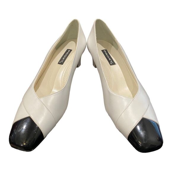 Proxy White Black Women's Leather Slip-on Low Heels 9 9N - Picture 3 of 6